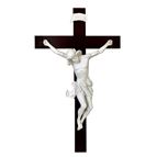 BAROQUE STYLE CRUCIFIX WITH WHITE ALABASTER CORPUS ON WOOD CROSS - 30"