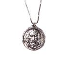 STERLING SILVER - HOLY FACE / SHROUD OF TURIN MEDAL  (7/8") ON 16" NECKLACE