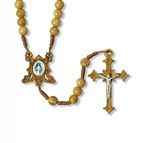 OLIVE WOOD MIRACULOUS MEDAL CORD ROSARY