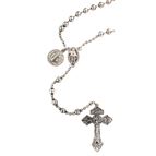 BEADED CHAIN ROSARY WITH PARDON CRUCIFIX AND ST. BENEDICT MEDAL (SILVER PLATED)