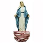 OUR LADY OF GRACE TABLETOP PINK FLORAL HOLY WATER FONT