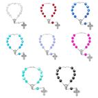 ROUND GLASS BEAD AUTO ROSARY WITH 8-WAY CROSS