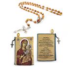 VIRGIN MARY AND CHILD - BYZANTINE ROSARY AND POUCH