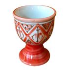 HANDPAINTED PORCELAIN EGG CUP  (BY MONASTERY OF BETHLEHEM) - TERRACOTTA