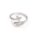 STERLING SILVER WRAP RING - CRUCIFIX WITH TRUST