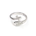 STERLING SILVER WRAP RING - CRUCIFIX WITH LOVE