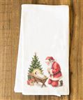 KNEELING SANTA AT THE MANGER - TEA TOWEL