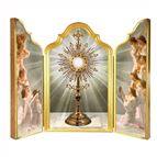 MONSTRANCE WITH ADORING ANGELS TRIPTYCH 13" X 10"