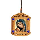 MADONNA AND CHILD MINI WOODEN UKRAINIAN ICON WITH INCENSE