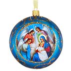 NATIVITY WITH ANGELS UKRAINIAN ICON ORNAMENT (BLUE)