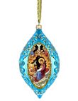 BYZANTINE NATIVITY - BLUE OVAL ORNAMENT