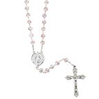 CLEAR CRYSTAL ROSE & SILVER LAMP BEAD ROSARY