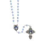 BLUE ROSE LAMP BEAD PEWTER ROSARY