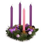 PURPLE RIBBON ADVENT WREATH - WITH CANDLES