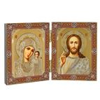 VIRGIN OF KAZAN AND CHRIST THE TEACHER DIPTYCH - 3 1/4"