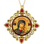 OUR LADY OF PERPETUAL HELP FILIGREE ORNAMENT WITH RED ENAMEL