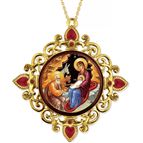 BYZANTINE NATIVITY ICON GOLD FILIGREE ORNAMENT