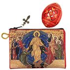 RESURRECTION ICON ROSARY POUCH WITH RED PYSANKY EGG